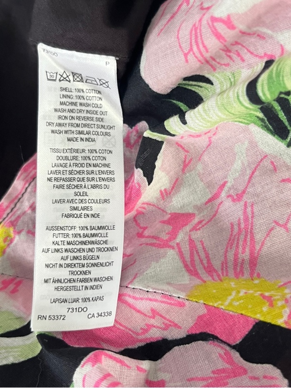 French Connection Black Midi Skirt with Pink Floral Print 100% Cotton Size 4 NWT - Picture 6 of 6